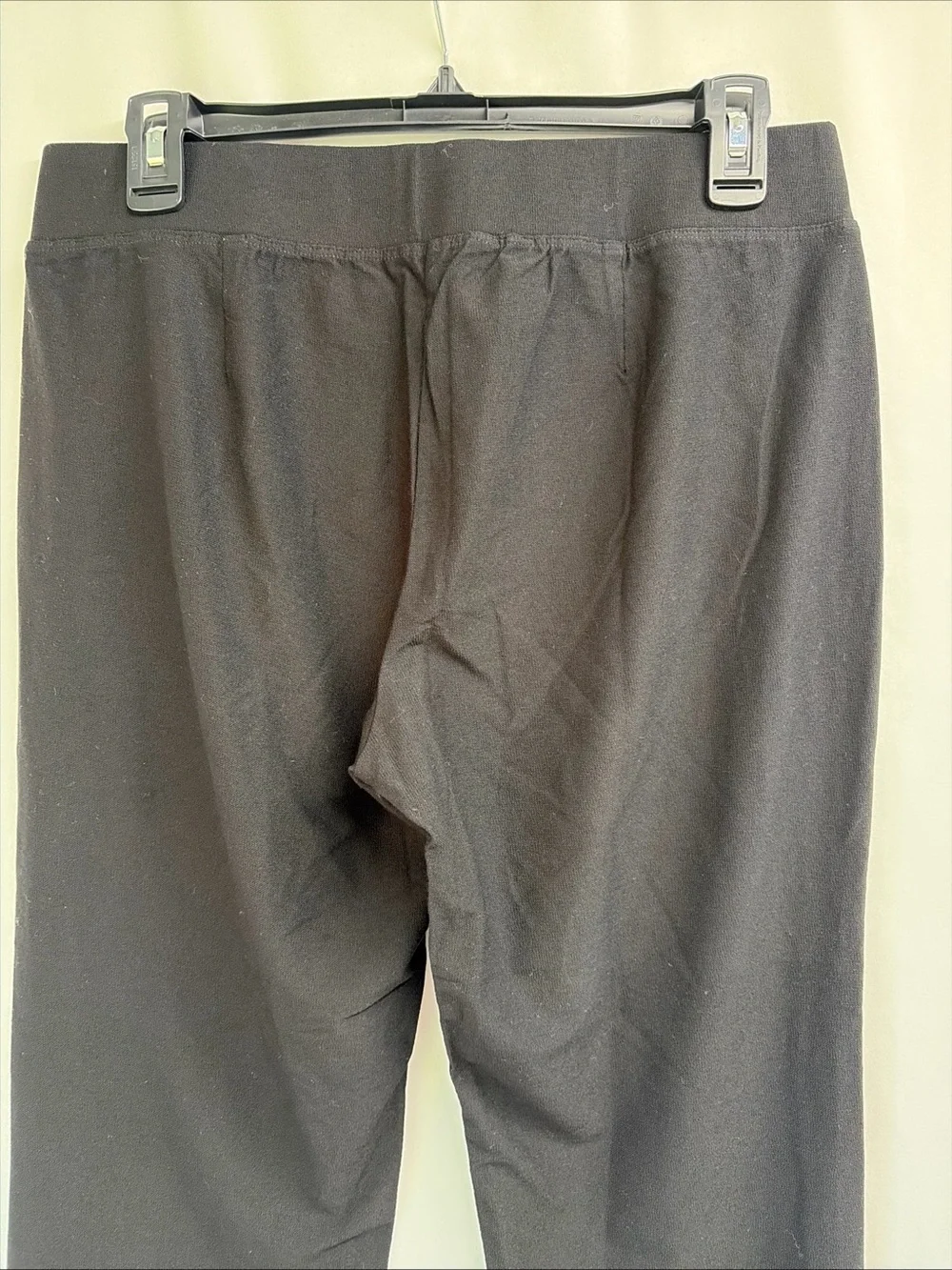Eileen Fisher Womens Small Black Stretch Crepe Pants Pull On Straight Leg Cutout
